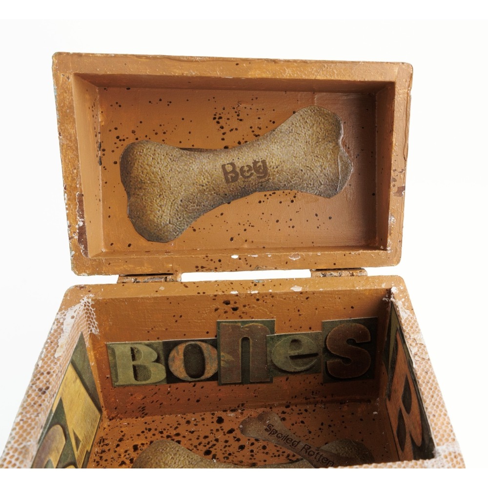 Hand Painted Recipe Box Dog Art Decoupage Unique Kitchen Decor Storage - Picture 7 of 10
